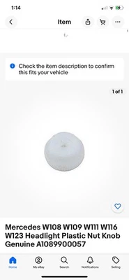 Perilla de tuerca de plástico con sujeción para faros Mercedes Benz 300 D Foto 1 de 2
