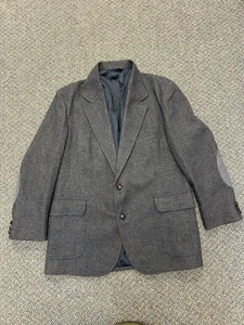 Pendleton Wool Blazer Sport Coat Elbow Patch Herringbone Jacket Size 46 USA - Picture 1 of 10