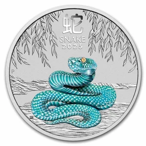 2025 Australia 5 oz Silver Lunar Snake BU (Colorized, SIII) - Picture 1 of 5