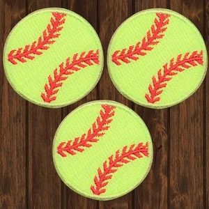 Softball Embroidered Patch — 3-Pack — Iron On - Picture 1 of 1