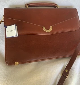 Vtg Ted Lapidus Leather File Attaché Bag Computer Laptop Briefcase Red NWT - Picture 1 of 21