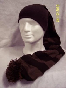 Cappello Tubolare/Hat Tube Maxi Righe Larghe MARRONE 100% Lana - Picture 1 of 1