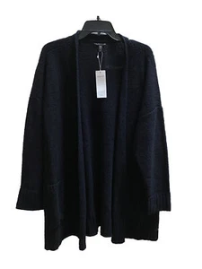 Nuevo con etiquetas Cárdigan Largo Eileen Fisher 1X Negro Orgánico Algodón Nubby $278 - Imagen 1 de 2