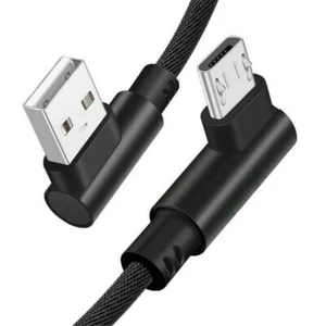 2 PACK 10FT Micro USB Cable 90 Degree RIght Angle Fast Charge Extra Long Charger - Picture 1 of 16