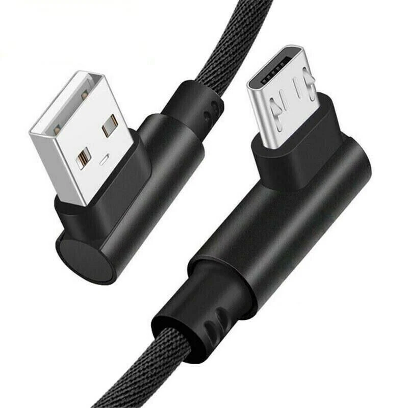2 PACK 10FT Micro USB Cable 90 Degree RIght Angle Fast Charge Extra Long Charger - Image 1 of 4