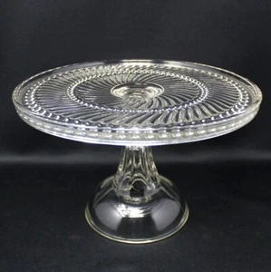 EAPG ANTIQUE WESTMORELAND GLASS PEDESTAL SWIRL AND BALL CAKE STAND - Picture 1 of 8