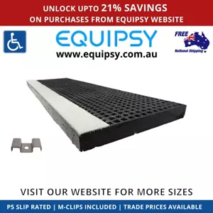 FRP Fibre-Reinforced Plastic Stair Tread Black With White Edge Anti-Slip 3 Sizes - Picture 1 of 6