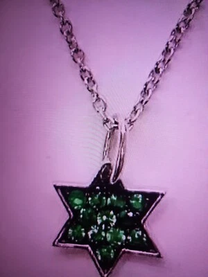 Rarities Carol Brodie 925 Silver Tsavorite Star Pendant 16"+2" Chain Necklace  - Image 1 of 4