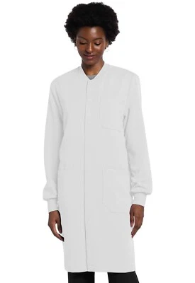 Cherokee 40" Snap Front Lab Coat CK402A WHT White Free Shipping - Image 1 of 4
