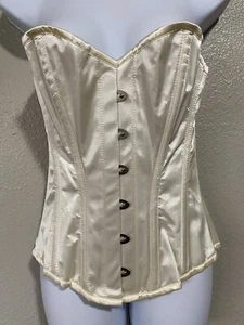 Corsetto disossato in acciaio avorio raso overbusto - scegli una taglia - Foto 1 di 5