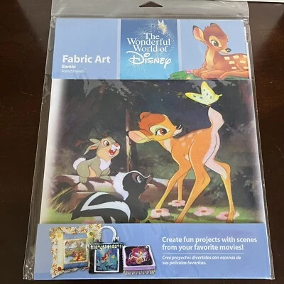 Bambi Forest Friends Disney Cotton Fabric Art 8.5” square design area, new - Image 1 of 4