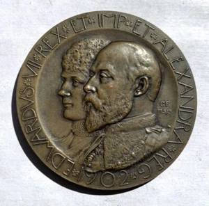GREAT BRITAIN.Coronation of Edward VII & Alexandra Bronze Medal 1902- 52 mm - Picture 1 of 2