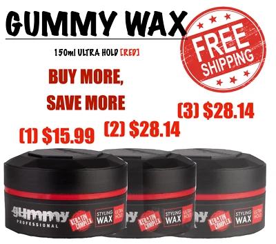 FRETE GRÁTIS! OFERTAS A GRANEL! GUMMY Professional cera de cabelo vermelho 150 ml [Ultra Hold] - Imagem 1 de 2