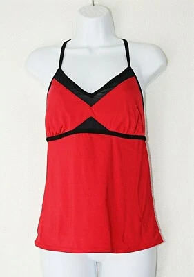 Traje de baño JAG Tankini Top rojo/negro malla espalda deportiva talla Traje de baño sexy L #02 Foto 1 de 4