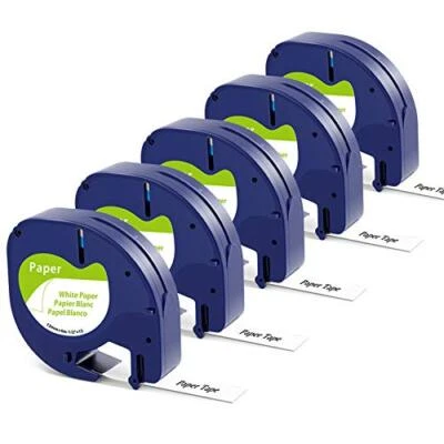 Markurlife kompatible mit Dymo LetraTag Etikettenband 12mm x 4m Paper White