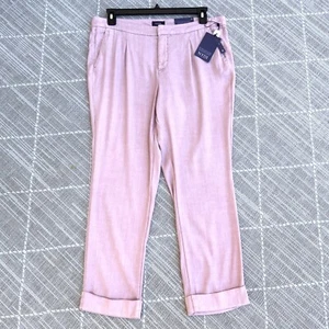 NWT NYDJ Linen Blend Size 14 Lift Tuck Pleated Relaxed Pants Light Pink $119 - Picture 1 of 12
