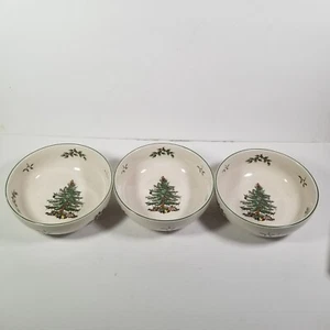 Spode Christmas Tree & Holly Design 1938 Large 7 Inch Diameter Bowls Set of 3 - Picture 1 of 12