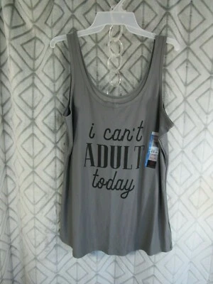 New No Boundaries Tank Top Size XXXL 21 Juniors Gray i can't ADULT today Casual  - Image 1 of 4