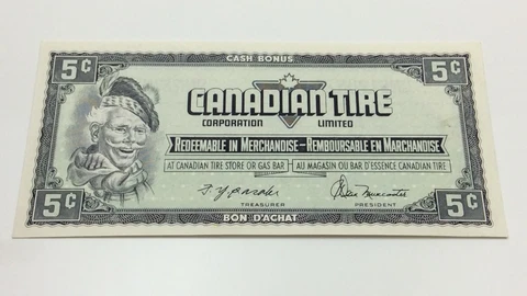 1974 Canadian Tire 5 Cents Uncirculated Banknote CTC Gas Bar Cash Bonus D198 Cover