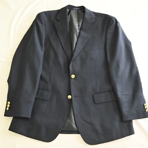 Stafford 42R Navy Blue Gold Button Wool Mens Blazer Sport Coat Suit Jacket - Picture 1 of 12