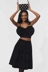 Anthropologie Maeve Taffeta Dot Midi Skirt size 4 new with tag black nwt - Picture 1 of 5