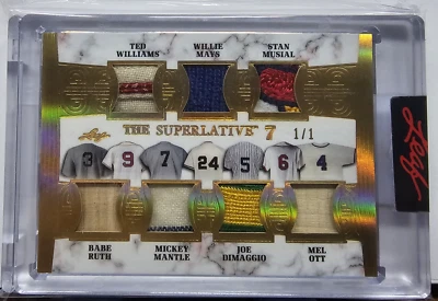 Camiseta deportiva Leaf Superlative 7 2023 murciélago reliquia manto Ruth Dimaggio Williams Mays 1/1 Foto 1 de 2