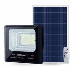 FARO 60W LED ESTERNO CON PANNELLO SOLARE FARETTO CREPUSCOLARE TELECOMANDO