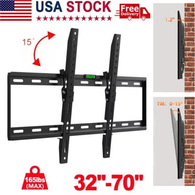 TV Wall Mount Bracket Tilt for 32 37 40 42 43 46 47 50 52 55 60 65 70inch Screen - Image 1 of 4