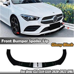 Front Bumper Splitter Lip For Mercedes Benz CLA C118 X118 20-2023 2021 AMG Black - Picture 1 of 9