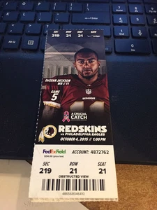 2015 WASHINGTON REDSKINS VS PHILADELPHIA EAGLES TICKET STUB 10/4 DESEAN JACKSON - Bild 1 von 1