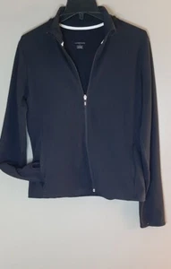 Lands End Size Small Black Athleisure Full Zip Top Long Sleeve Medium Weight Poc - Picture 1 of 12