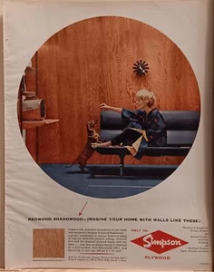 Vintage Simpson Sperrholz Holzverkleidung Anzeige Nov 1958 Better Homes & Garden Magazin - Bild 1 von 1