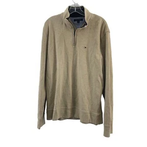 Tommy Hilfiger Tan Henley Pullover Mens Sweater Cotton L Preowned - Picture 1 of 4