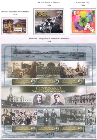 yai87 Mexico #2864/69 7$ Yr 2014 MNH Single/Sheet Sc$10 Nice Stamps to Collect Cover