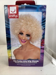 Blonde Unisex Funky Afro Wig 70s Fro Fancy Dress Party Accessory - Picture 1 of 4