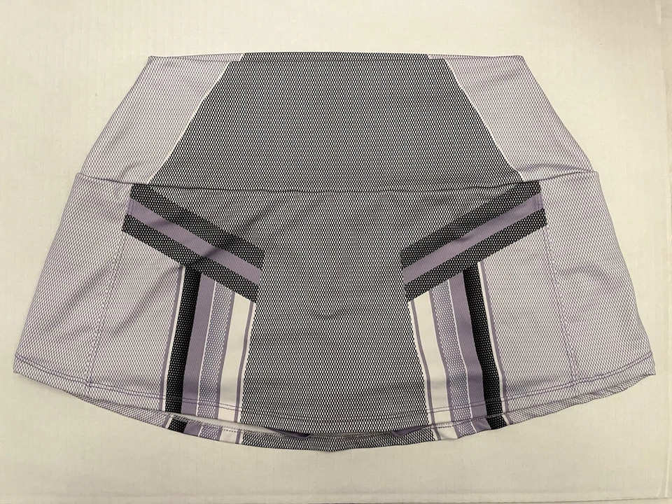 K-Swiss Striped Active Mini Skirt Women’s Large Purple Black Grey - Image 1 of 4