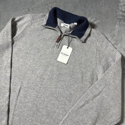 Ben Sherman NWT Sweater Mens Large Gray Long Sleeve 1/4 Zip Wool Blend Stretch - Image 1 of 4