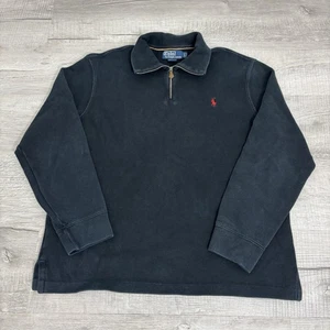 Suéter de golf vintage años 90 Polo Ralph Lauren negro 1/4 cremallera grande para hombre - Imagen 1 de 8