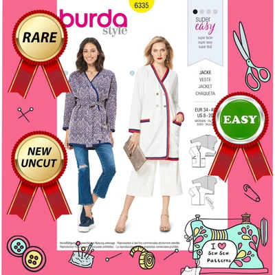 Burda 6335 SUPER EASY BEGINNER Sewing Pattern Jersey Knit Fleece Jacket Sz 8-20  - Image 1 of 4
