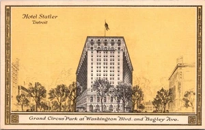 Hotel Statler Detroit Linen Postcard - Picture 1 of 4