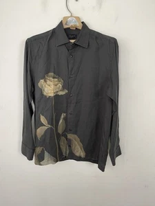 Ted Baker Mens Shirt 3 Medium Floral Quiet Luxury Old Money Dark Brown Button Up - Picture 1 of 9