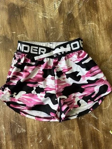 Under Armour Shorts Size YSM Pink Camo Logo Loose - Picture 1 of 2