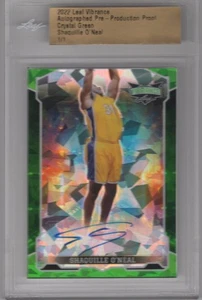 SHAQUILLE O'NEAL 2022 LEAF VIBRANCE CRYSTAL GREEN PRIZM PROOF AUTO 1/1 *LAKERS* - Bild 1 von 2
