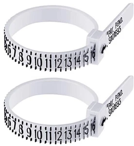 2-Pack Ring Sizer Measure Tool Gauge Plastic Finger Sizing Finder 1-17 Reusable - Picture 1 of 3