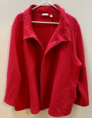 Pure J. Jill Quilted Cotton Jacket Women's Red XL Button Coat - Image 1 of 4