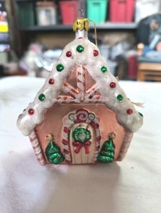 Casa de pan de jengibre soplado y pintado a mano adorno de Navidad llave de latón  - Imagen 1 de 5