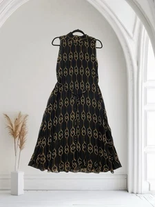 Banana Republic Women’s Chiffon Pleated Midi Dress Size Chain Link Print $140 - Picture 1 of 23