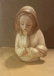 Virgin Mary Madonna Praying Hands Planter/Vase Porcelain VTG Made in Japan 4” - Picture 1 of 10