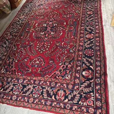 Alfombra vintage Per’sian Sarouk grande floral roja lana anudada a mano  Foto 1 de 4