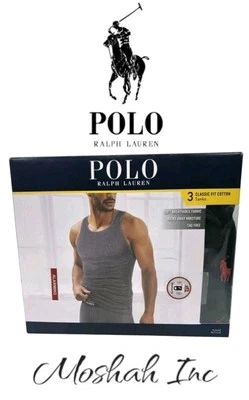 Polo Ralph Lauren Hombre Camiseta sin Mangas Calce Clásico Algodón Paquete de 3 Negro Talla Pequeña  Foto 1 de 3